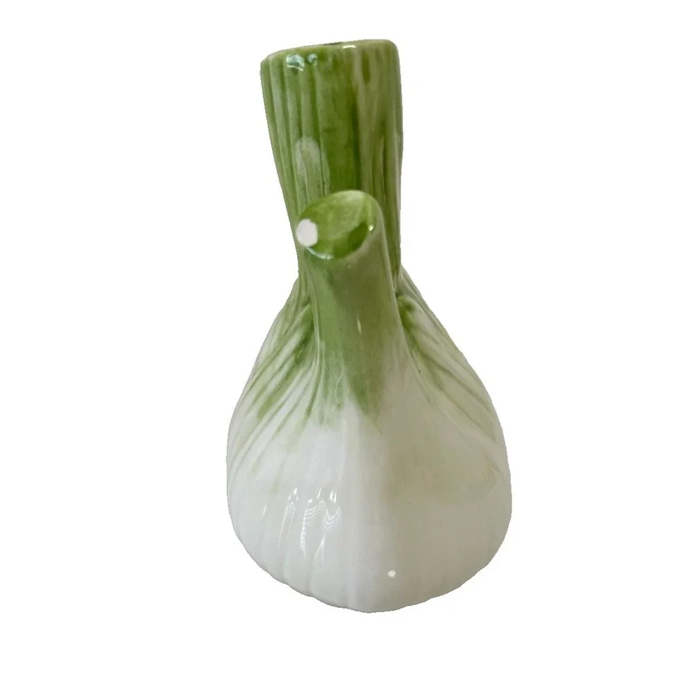 Vietri Italy Fennel Bulb Bud Vase Ceramic Vegetable Italian Pottery Green Chip*